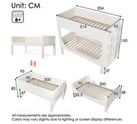 Lit superposé séparable 90x200 cm blanc avec échelle réversible 2 lits simples design traîneau norme sans matelas