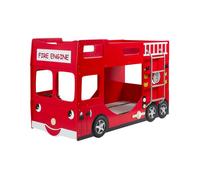 Lit Superposé - SOMEO - Pompier Truck - 90x200 cm - Rouge - 2 places