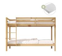 Sunny Jip Lits Superposés En Bois, Beige | Lits Superposés 2 Places - 2 Matelas Hybrides 90 X 200 Inclus | Dimensions Totales: 208 X 97 X 140Cm