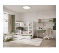 Lit superposé Tedy 80X160 cm - 2 Matelas , 2 Sommiers et Tiroir inclus Blanc