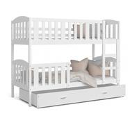Lit Superposé Teo 90x190 Blanc - blanc Livré avec sommiers, tiroir et matelas en mousse de 7cm