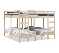 Lit superposé triple 200x200/80x200 cm pin massif