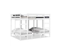 vidaXL Lit superposé triple 140x200/70x140 cm bois de pin massif Blanc 3308578