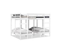 Vidaxl Lit Superposé Triple Blanc 140x200/70x140 Cm Bois De Pin Massif Blanc