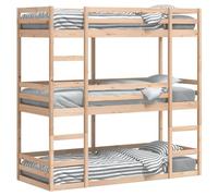 Lit superposé triple en pin massif 80 x 200 cm, peu encombrant, pour chambre d'enfant, chambre à coucher et petits espaces, durable et stable