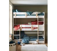 Lit superposé triple Everest 90x190cm blanc/bois TU