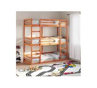 Vidaxl Lit Superposé Triple Marron Cire 75x190 Cm Bois De Pin Massif Marron
