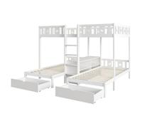 Lit superposé triple niveau pour 3 personnes. Grand lit haut 140cm et 2 lits bas 90cm. La solution idéale pour peti LITS SUPERPOSES