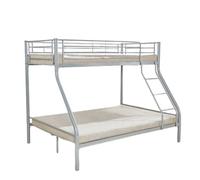 Lit superposé TRYO - 3 places - Métal gris - 90x200 cm et 140x200 cm - Sommier inclus