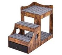 VEVOR – Lit superposé pour chien et chat avec escaliers amovibles, tiroir de rangement – Marron