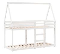 Lit superposés séparables enfant - JM - Sommiers inclus - sans matelas - blanc 80x200 cm - bois de pin massif LL241