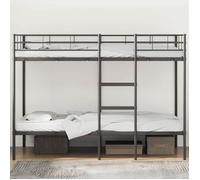 Lit superposés séparables enfant - JM - Sommiers inclus - sans matelas - noir 107x203 cm - acier LL331