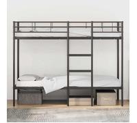 Lit superposés séparables enfant - JM - Sommiers inclus - sans matelas - noir 80x200 cm - acier LL398