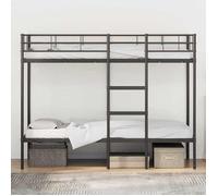 Lit superposés séparables enfant - JM - Sommiers inclus - sans matelas - noir 90x200 cm - acier LL397