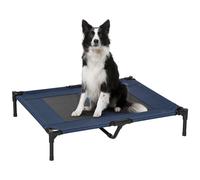 PawHut Lit sur Pieds lit pour Chien Chat lit de Camp lit surélevé Animaux Grand Confort Tissu Oxford textilène Micro-perforé métal 92L x 76l x 18H cm Bleu