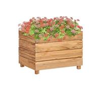 Lit Surélevé Jardinière Pot de Jardin Bois de Teck Recyclé et Acier vidaXL