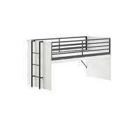 AltoBuy Marco - Lit Surélevé 90x200cm avec Plateau Bureau Coulissant Blanc