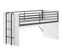 AltoBuy Marco - Lit Surélevé 90x200cm avec Plateau Bureau Coulissant Blanc