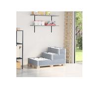 Lit Surélevé à 3 Niveaux, Bac à Fleurs, Pot de Plantes, Boîte à Fleurs, Jardinière de Jardin Terrasse Extérieur, Gris 4010311