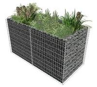 Lit Surélevé Gabion Acier 180x90x100 cm Argenté Jardinière Pot de Fleur vidaXL