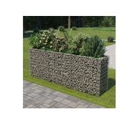 vidaXL Lit Surélevé à Gabion Acier Galvanisé Argenté 270x50x100 cm Jardinière 143562