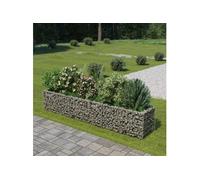Lit Surélevé à Gabion Acier Galvanisé 270x50x50 cm Jardinière Jardin 143563