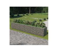 Lit Surélevé à Gabion Acier Galvanisé Argenté 540x90x100 cm Jardinière 143554