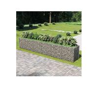 Lit Surélevé à Gabion Acier Galvanisé Argenté 540x90x100 cm Jardinière 143554