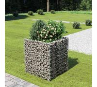 Lit Surélevé à Gabion Acier Galvanisé Argenté 90x90x50 cm Jardinière vidaXL