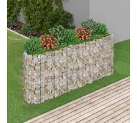 Lit Surélevé à Gabion Fer Galvanisé 400x100x50 cm Pot FleursJardinière vidaXL