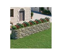 Lit Surélevé à Gabion Fer Galvanisé 400x100x50 cm Pot FleursJardinière vidaXL