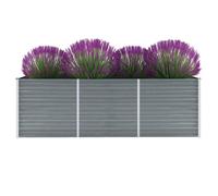Lit Surélevé Acier Galvanisé 160x40x77 cm Gris Jardinière Pot de Fleurs vidaXL