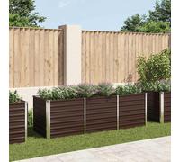 Lit Surélevé Acier Galvanisé 240x40x77 cm Marron Fleurs Plante Jardin vidaXL