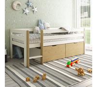Lit Surélevé Avec Tiroirs Pin Massif Colette Blanc Bois 90X200