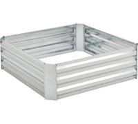 Lit surélevé Barneveld 90x90x30cm Bordure de lit Lit de fleurs Acier galvanisé argenté