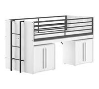 MARCO - Lit Surélevé Combiné 90x200cm Plateau coulissant avec Rangements 2P Blanc - Altobuy Blanc G