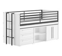 MARCO - Lit Surélevé Combiné 90x200cm Plateau coulissant avec Rangements Blanc - Altobuy Blanc G