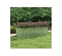 vidaXL Lit Surélevé de Jardin Jardinière Bac à Fleurs Pot de Plantes Lit de Plantation Balcon Extérieur 320x40x77 cm Acier Galvanisé Argenté