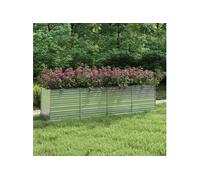 vidaXL Lit Surélevé de Jardin Jardinière Bac à Fleurs Pot de Plantes Lit de Plantation Balcon Extérieur 320x80x77 cm Acier Galvanisé Argenté