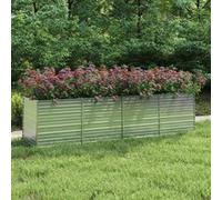 vidaXL Lit Surélevé de Jardin Jardinière Bac à Fleurs Pot de Plantes Lit de Plantation Balcon Extérieur 320x80x77 cm Acier Galvanisé Argenté