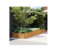 vidaXL Lit Surélevé de Jardin, Jardinière d'Extérieur, Pot de Fleurs, Bac à Plantes, Boîte de Plantation Balcon Patio, 387x100x36 cm Acier Corten