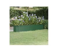 vidaXL Lit surélevé de jardin Bac à plantes en acier galvanisé 224x40x36 cm Vert