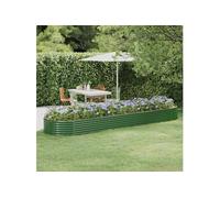 Vidaxl Jardinière De Jardin Acier Enduit De Poudre 396x100x36 Cm Vert Vert