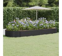 Lit Surélevé de Jardin Acier Galvanisé 373x140x36 cm Gris Fleurs vidaXL