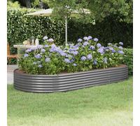 Lit Surélevé de Jardin Acier Galvanisé 373x140x36 cm Gris Fleurs vidaXL