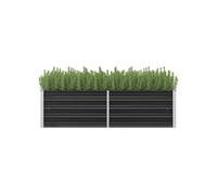 vidaXL Bac de jardin en acier galvanisé 160x40x45 cm Anthracite, fond ouvert, fleurs & légumes