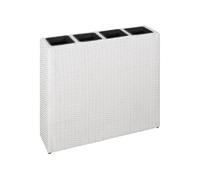 Vidaxl Lit Surélevé De Jardin Avec 4 Pots Résine Tressée Blanc