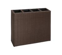 vidaXL Lit surélevé de jardin – 4 pots – Résine tressée Marron
