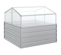 vidaXL Lit Surélevé de Jardin avec Serre Jardinière Bac à Fleurs Pot de Plantes Lit de Plantation Balcon Extérieur 100x100x85 cm Argenté