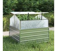 Lit Surélevé de Jardin avec Serre 100x100x85 cm Argenté Jardinière vidaXL